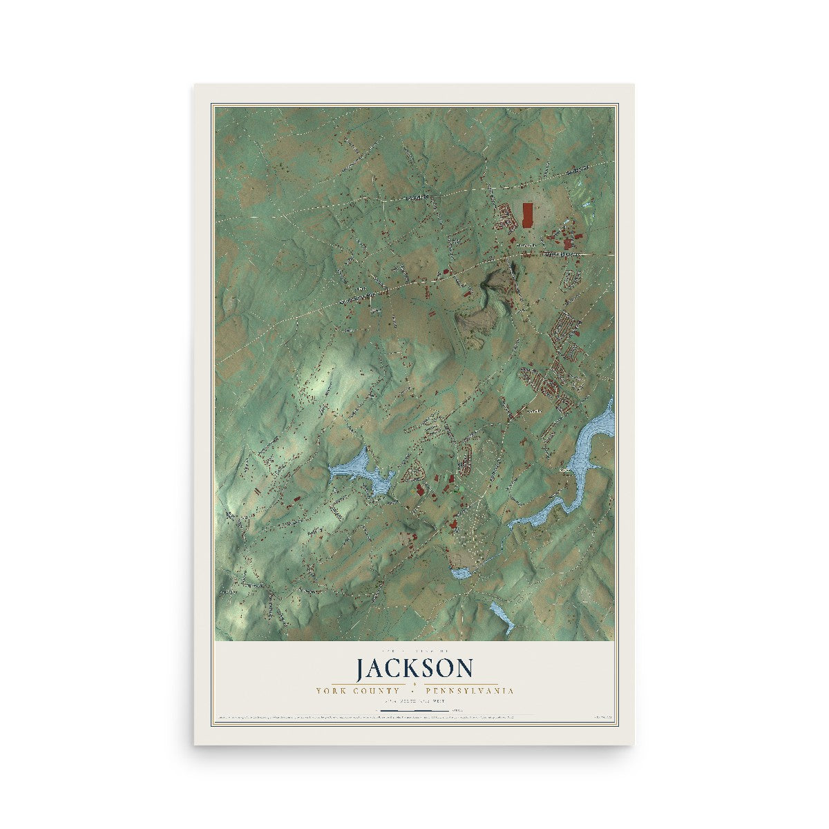 Map of Jackson, York County, Pennsylvania, 12 x 18 inch unframed archival matte print