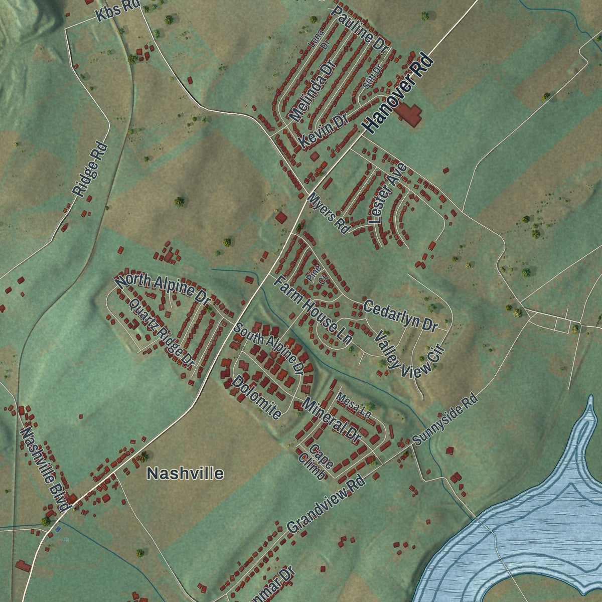 Second close-up of the map of Jackson, York County, Pennsylvania print showing more streets and buildings