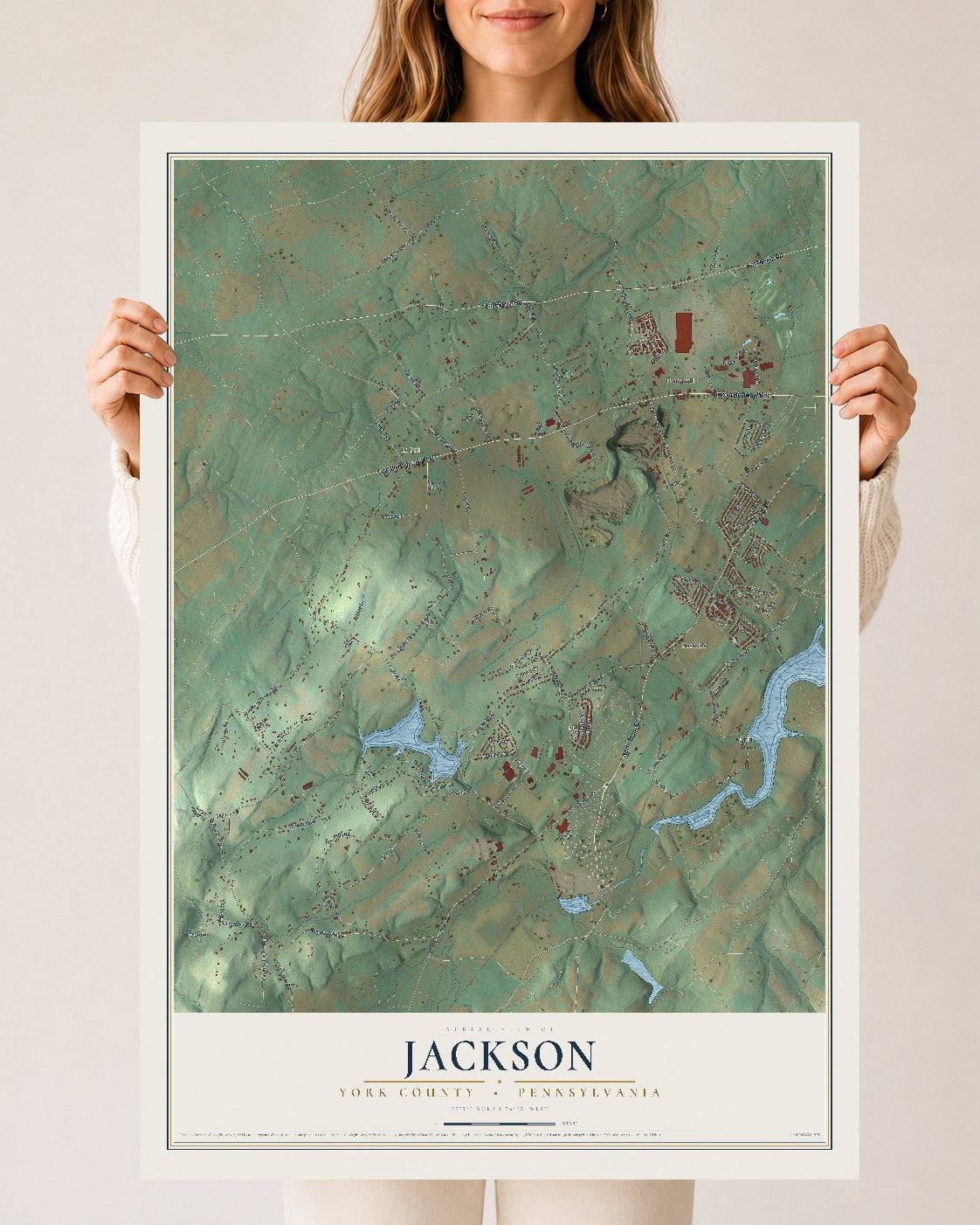 Map of Jackson, York County, Pennsylvania, 24 x 36 inch unframed archival matte print