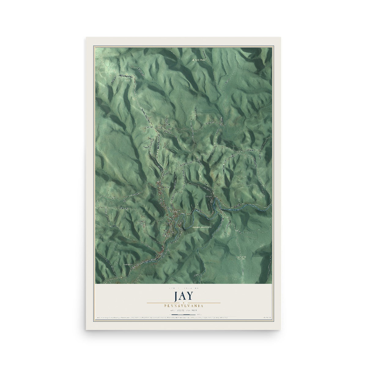 Map of Jay, Pennsylvania, 12 x 18 inch unframed archival matte print