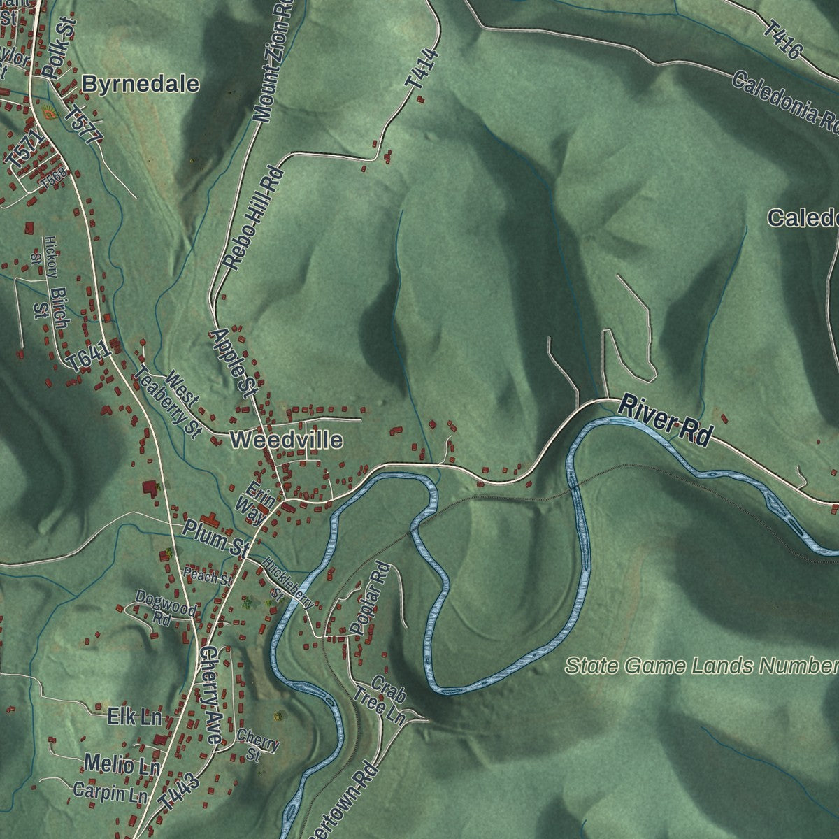 Close-up of the map of Jay, Pennsylvania print showing street and building detail