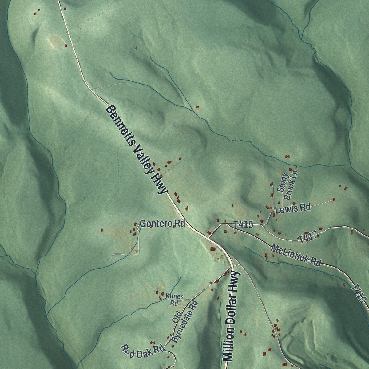 Second close-up of the map of Jay, Pennsylvania print showing more streets and buildings
