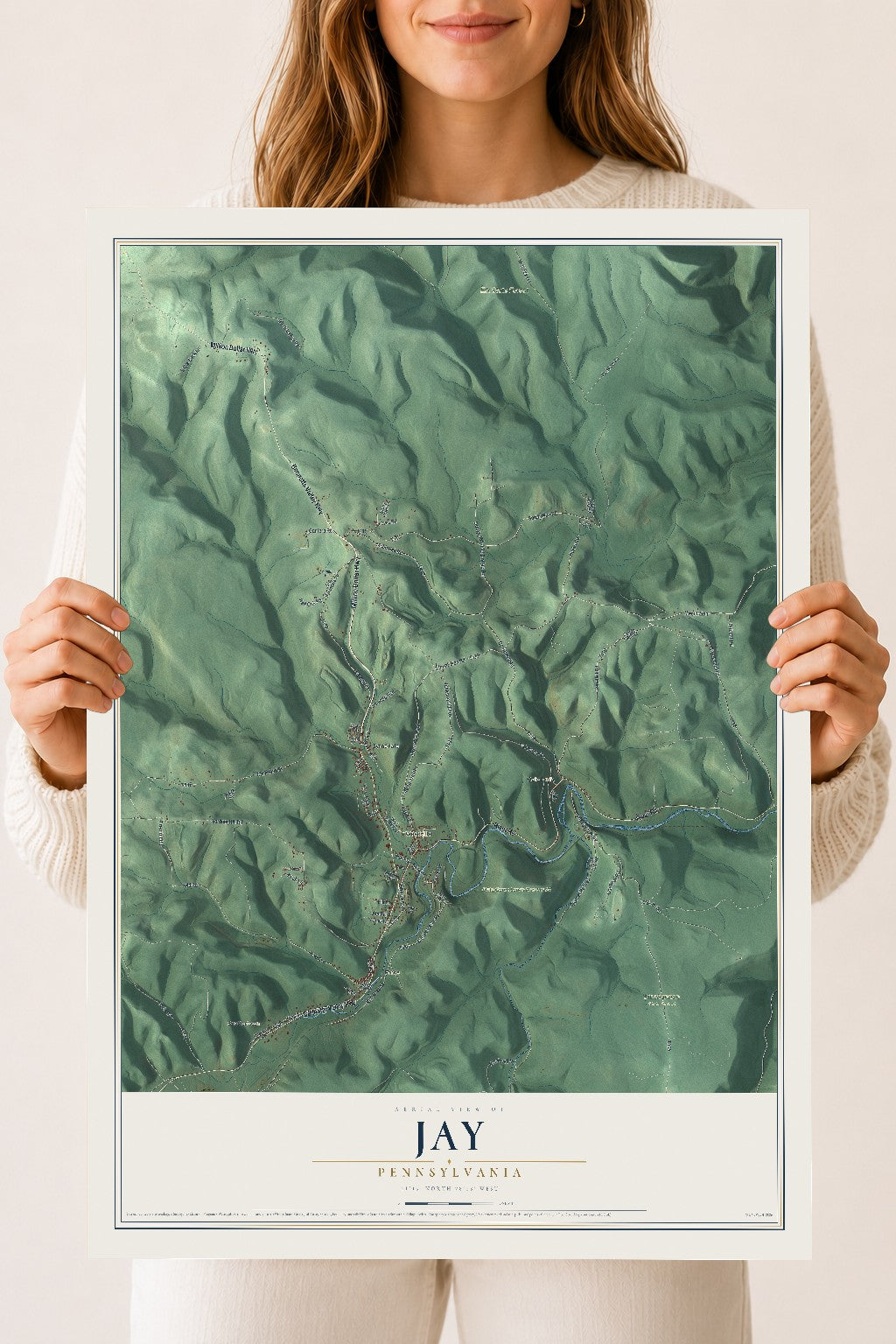 Map of Jay, Pennsylvania, 18 x 24 inch unframed archival matte print