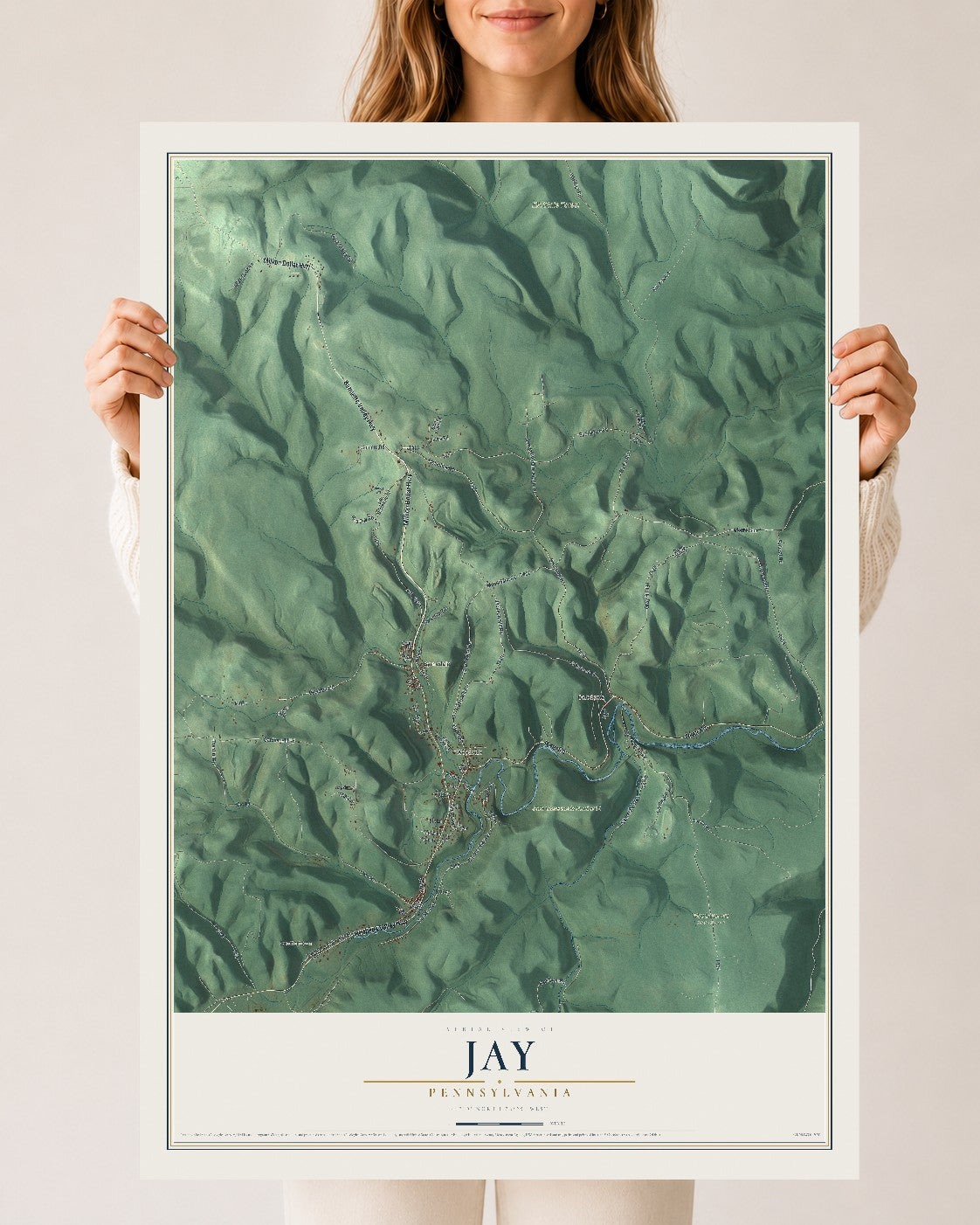 Map of Jay, Pennsylvania, 24 x 36 inch unframed archival matte print