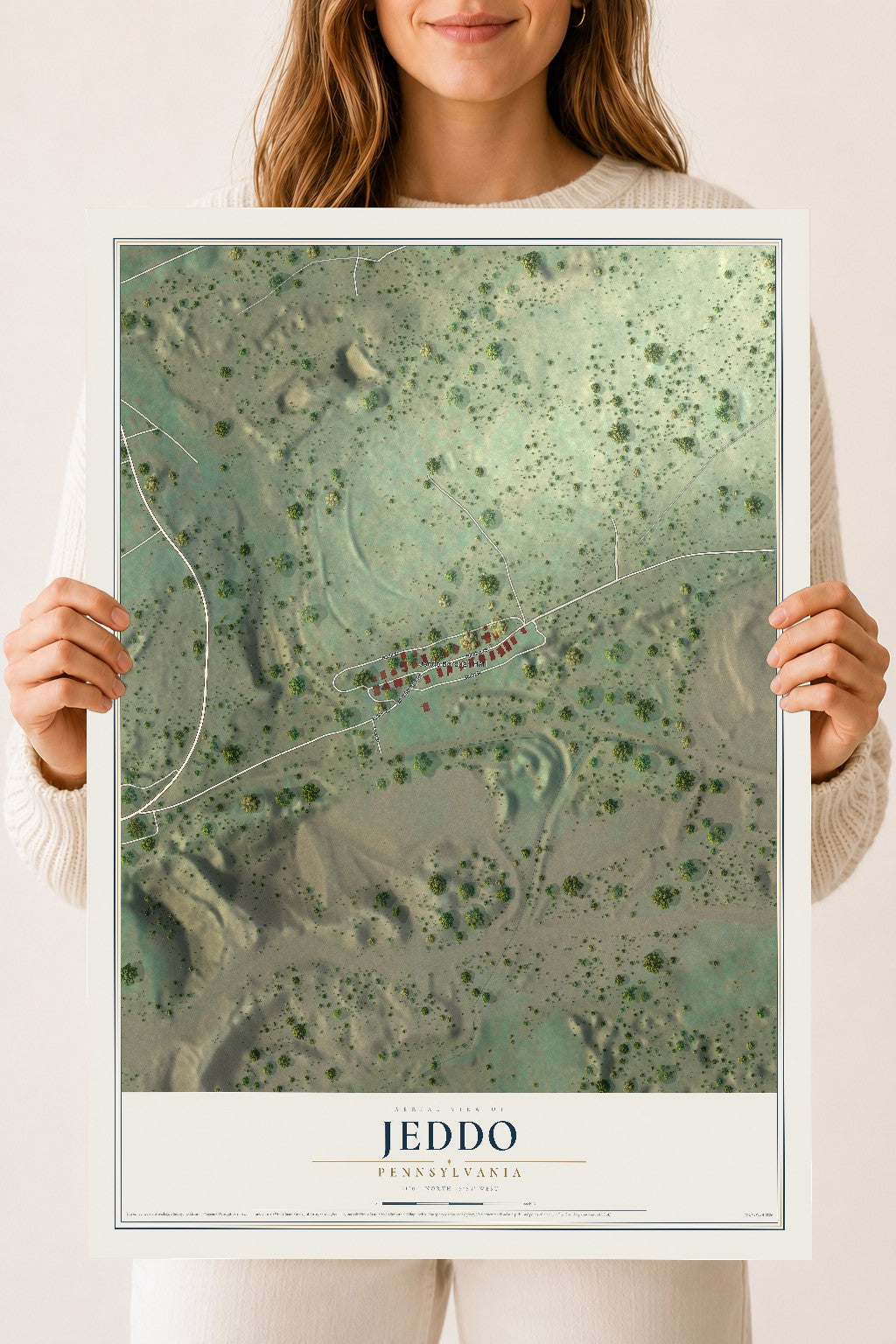 Map of Jeddo, Pennsylvania, 18 x 24 inch unframed archival matte print