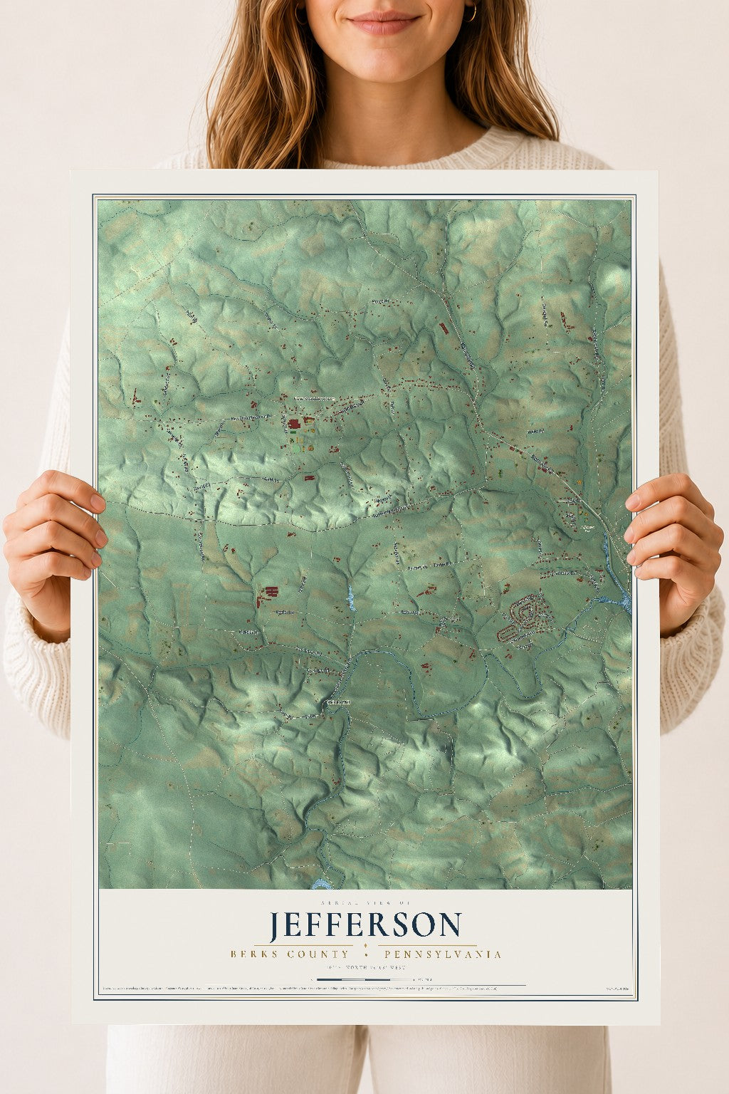 Map of Jefferson, Berks County, Pennsylvania, 18 x 24 inch unframed archival matte print