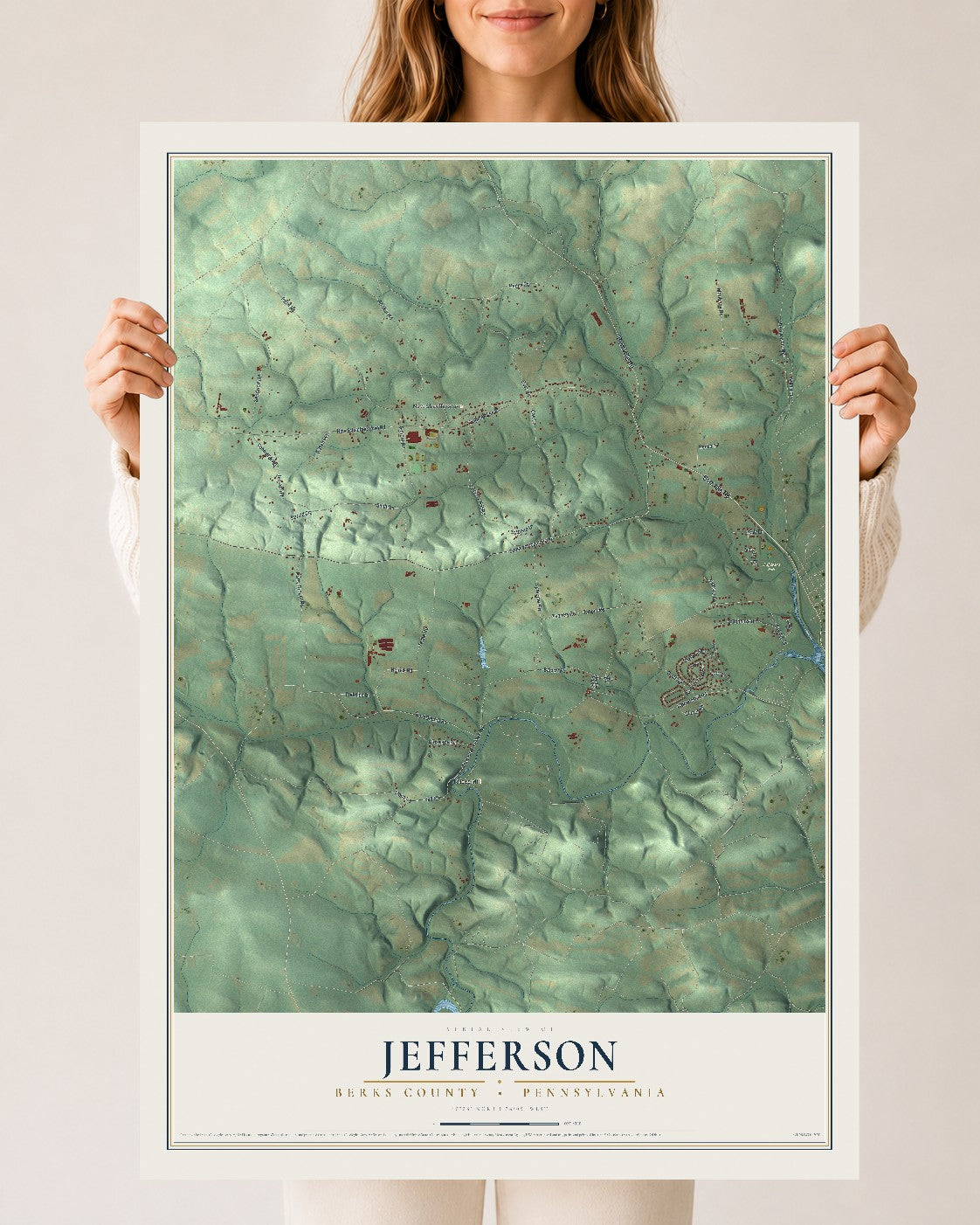 Map of Jefferson, Berks County, Pennsylvania, 24 x 36 inch unframed archival matte print