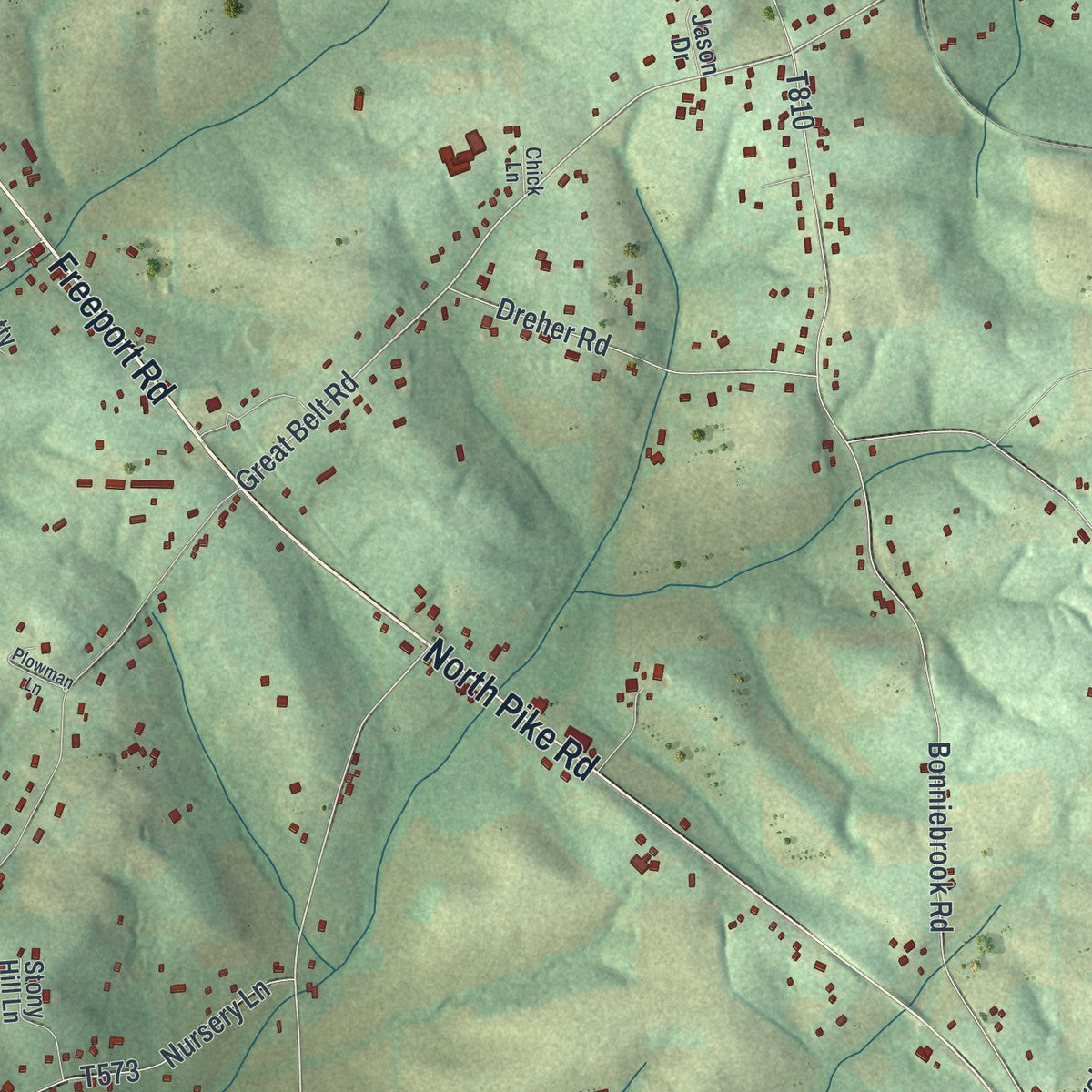 Close-up of the map of Jefferson, Butler County, Pennsylvania print showing street and building detail