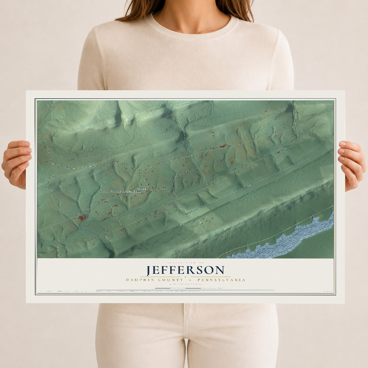 Map of Jefferson, Dauphin County, Pennsylvania, 12 x 18 inch unframed archival matte print