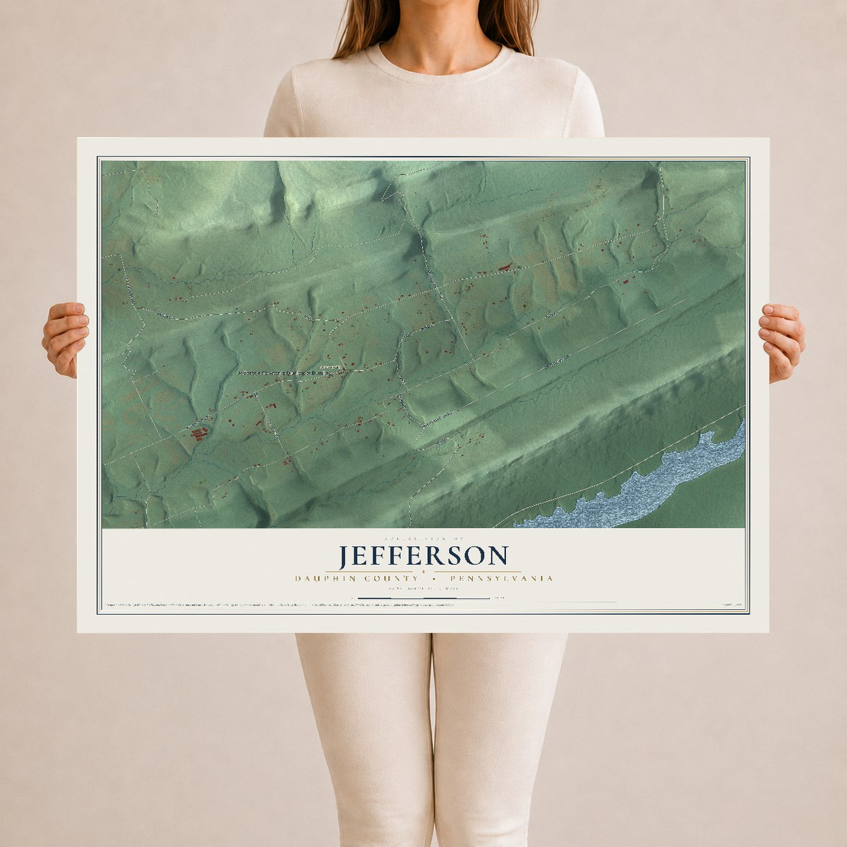 Map of Jefferson, Dauphin County, Pennsylvania, 24 x 36 inch unframed archival matte print