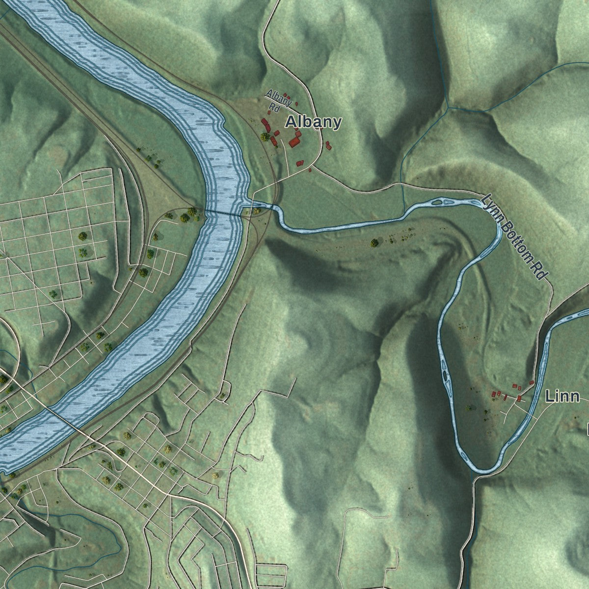 Second close-up of the map of Jefferson, Fayette County, Pennsylvania print showing more streets and buildings