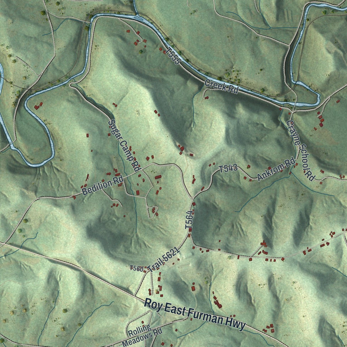 Close-up of the map of Jefferson, Greene County, Pennsylvania print showing street and building detail