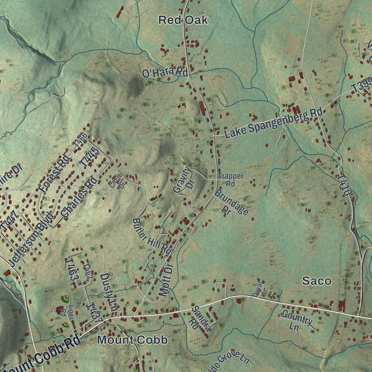 Close-up of the map of Jefferson, Lackawanna County, Pennsylvania print showing street and building detail