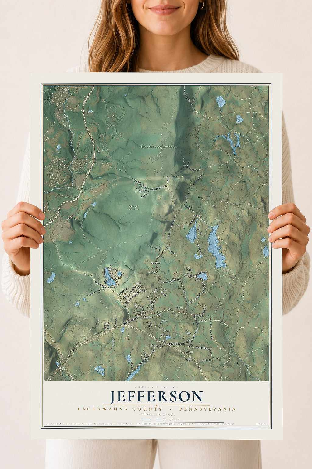 Map of Jefferson, Lackawanna County, Pennsylvania, 18 x 24 inch unframed archival matte print