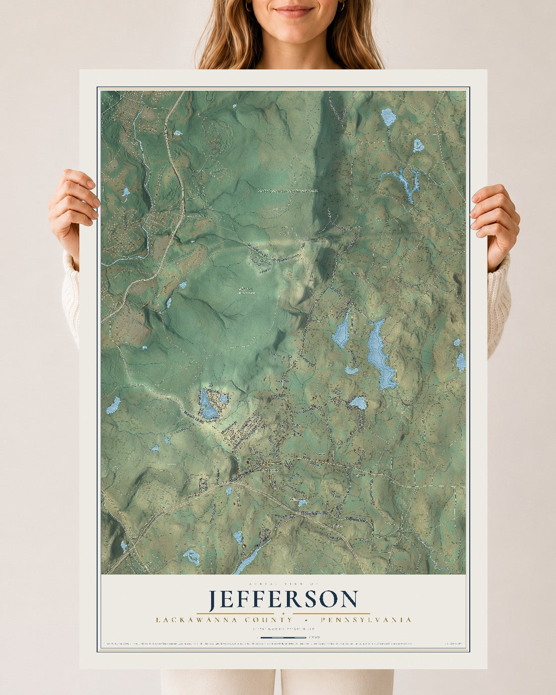 Map of Jefferson, Lackawanna County, Pennsylvania, 24 x 36 inch unframed archival matte print