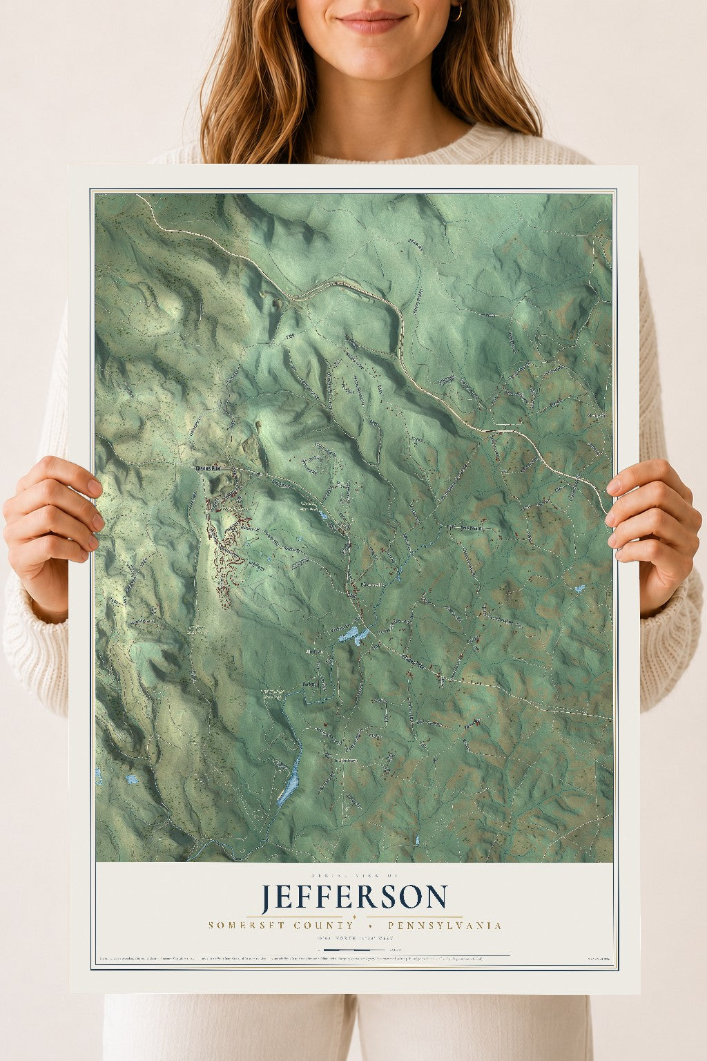 Map of Jefferson, Somerset County, Pennsylvania, 18 x 24 inch unframed archival matte print