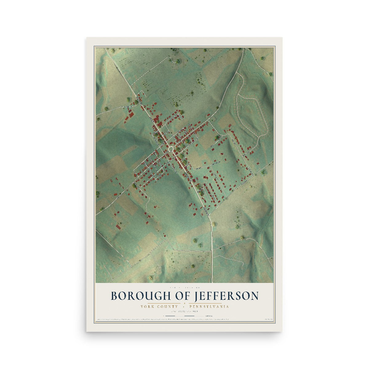 Map of the Borough of Jefferson, York County, Pennsylvania, 12 x 18 inch unframed archival matte print