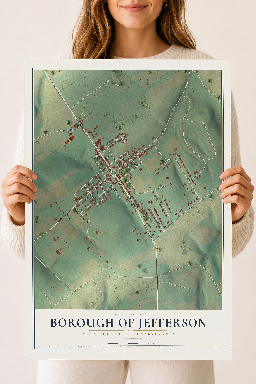 Map of the Borough of Jefferson, York County, Pennsylvania, 18 x 24 inch unframed archival matte print