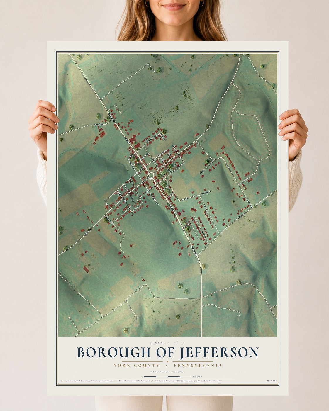 Map of the Borough of Jefferson, York County, Pennsylvania, 24 x 36 inch unframed archival matte print