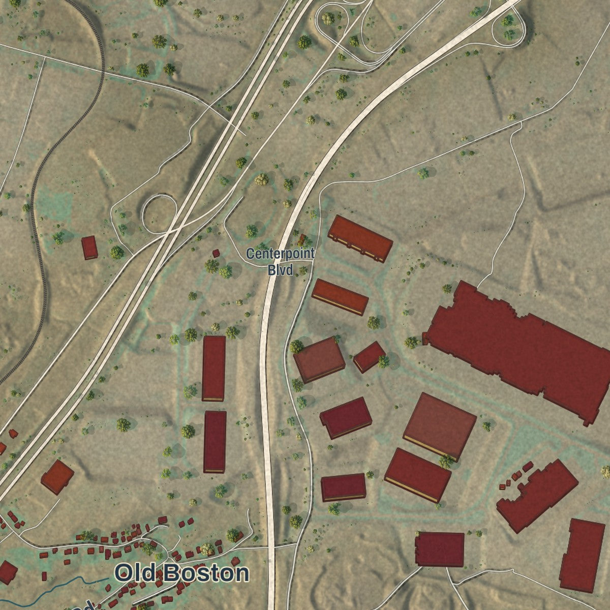 Second close-up of the map of Jenkins, Pennsylvania print showing more streets and buildings