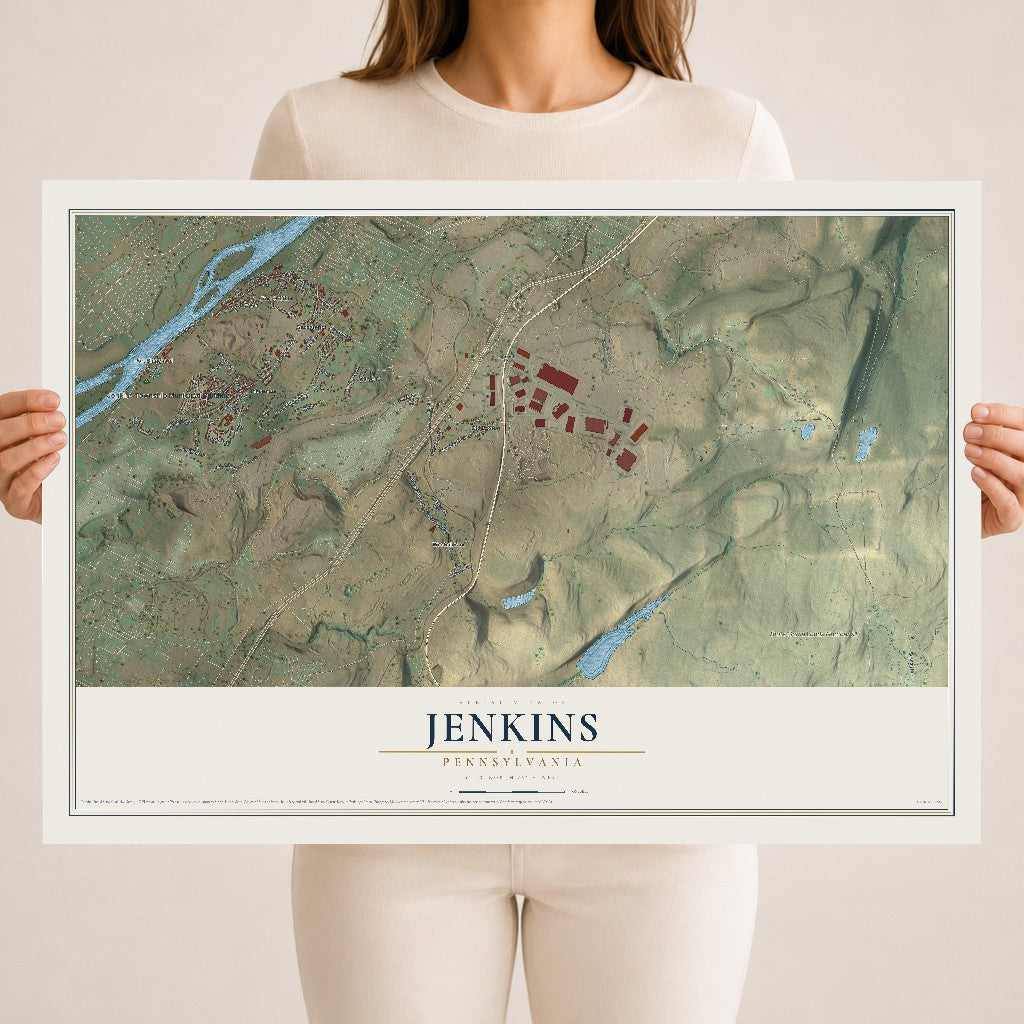 Map of Jenkins, Pennsylvania, 18 x 24 inch unframed archival matte print