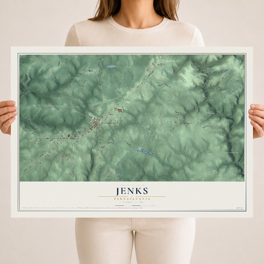Map of Jenks, Pennsylvania, 18 x 24 inch unframed archival matte print