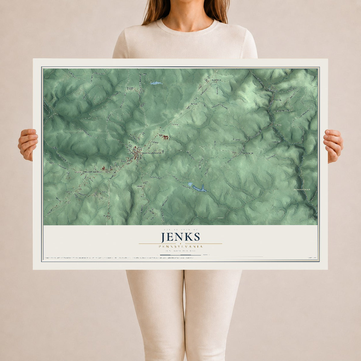 Map of Jenks, Pennsylvania, 24 x 36 inch unframed archival matte print