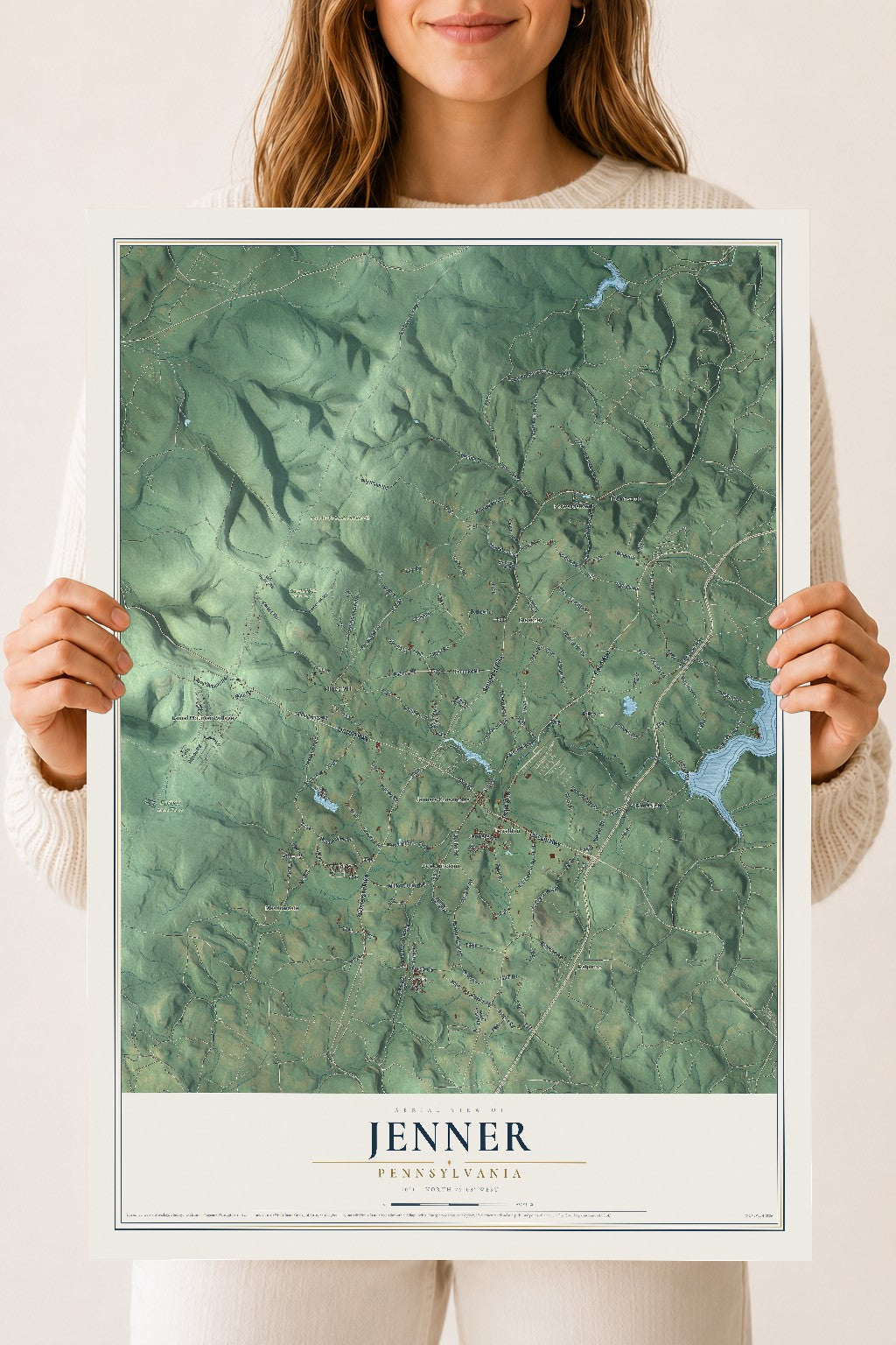 Map of Jenner, Pennsylvania, 18 x 24 inch unframed archival matte print