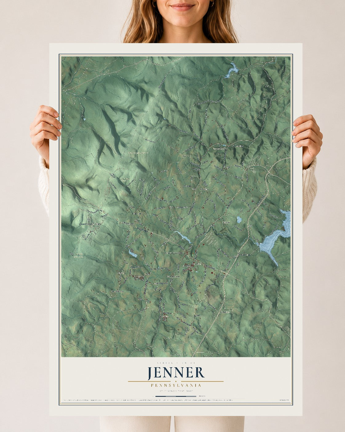 Map of Jenner, Pennsylvania, 24 x 36 inch unframed archival matte print
