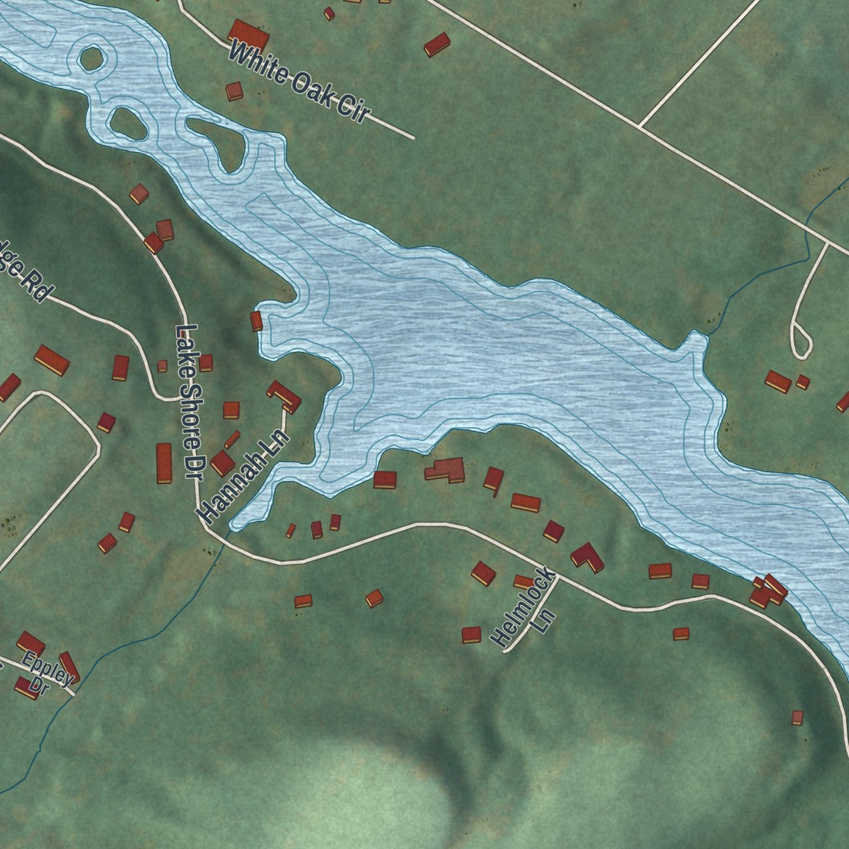 Second close-up of the map of Jennerstown, Pennsylvania print showing more streets and buildings