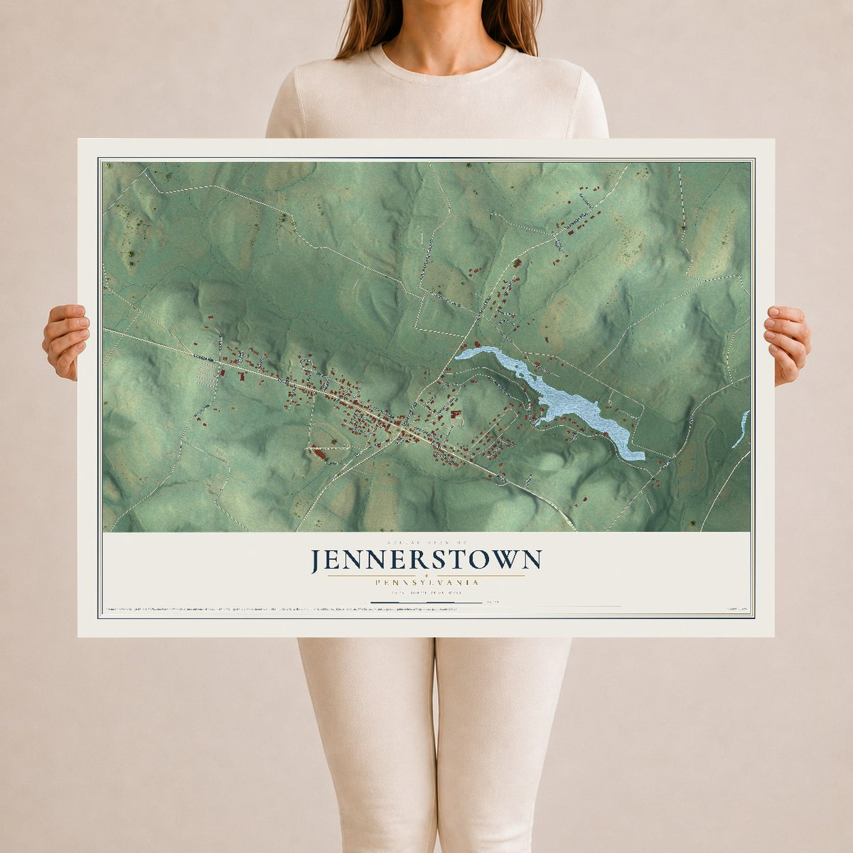 Map of Jennerstown, Pennsylvania, 24 x 36 inch unframed archival matte print