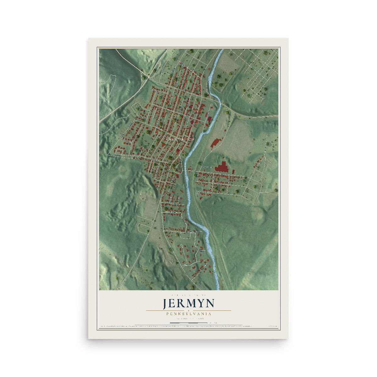 Map of Jermyn, Pennsylvania, 12 x 18 inch unframed archival matte print