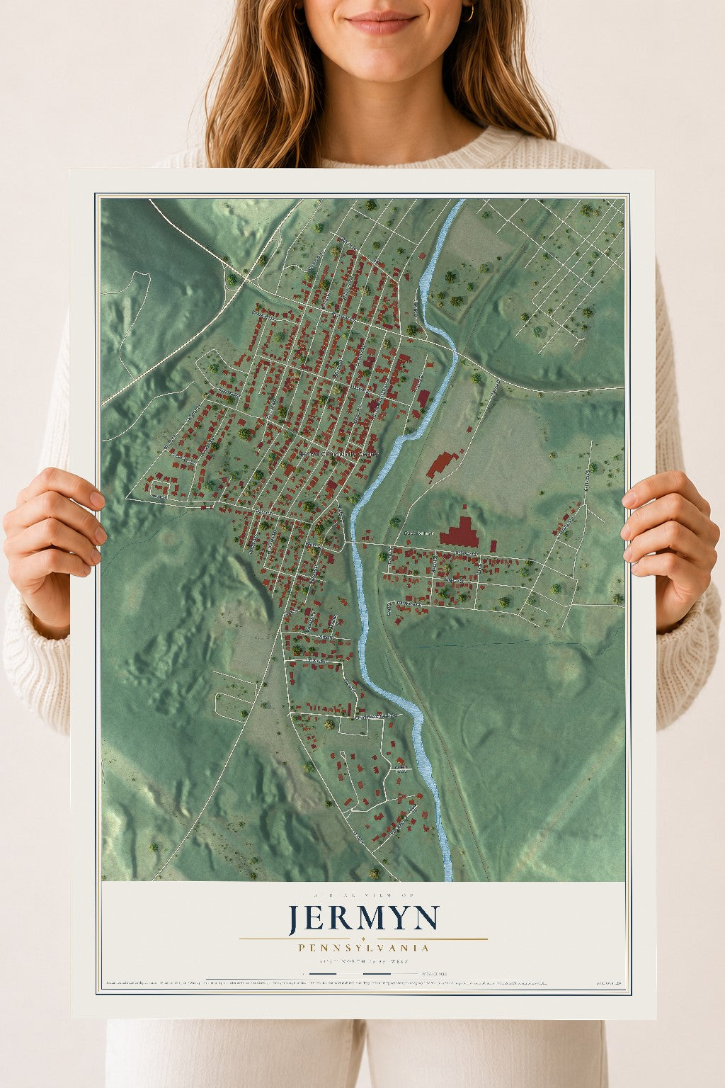 Map of Jermyn, Pennsylvania, 18 x 24 inch unframed archival matte print