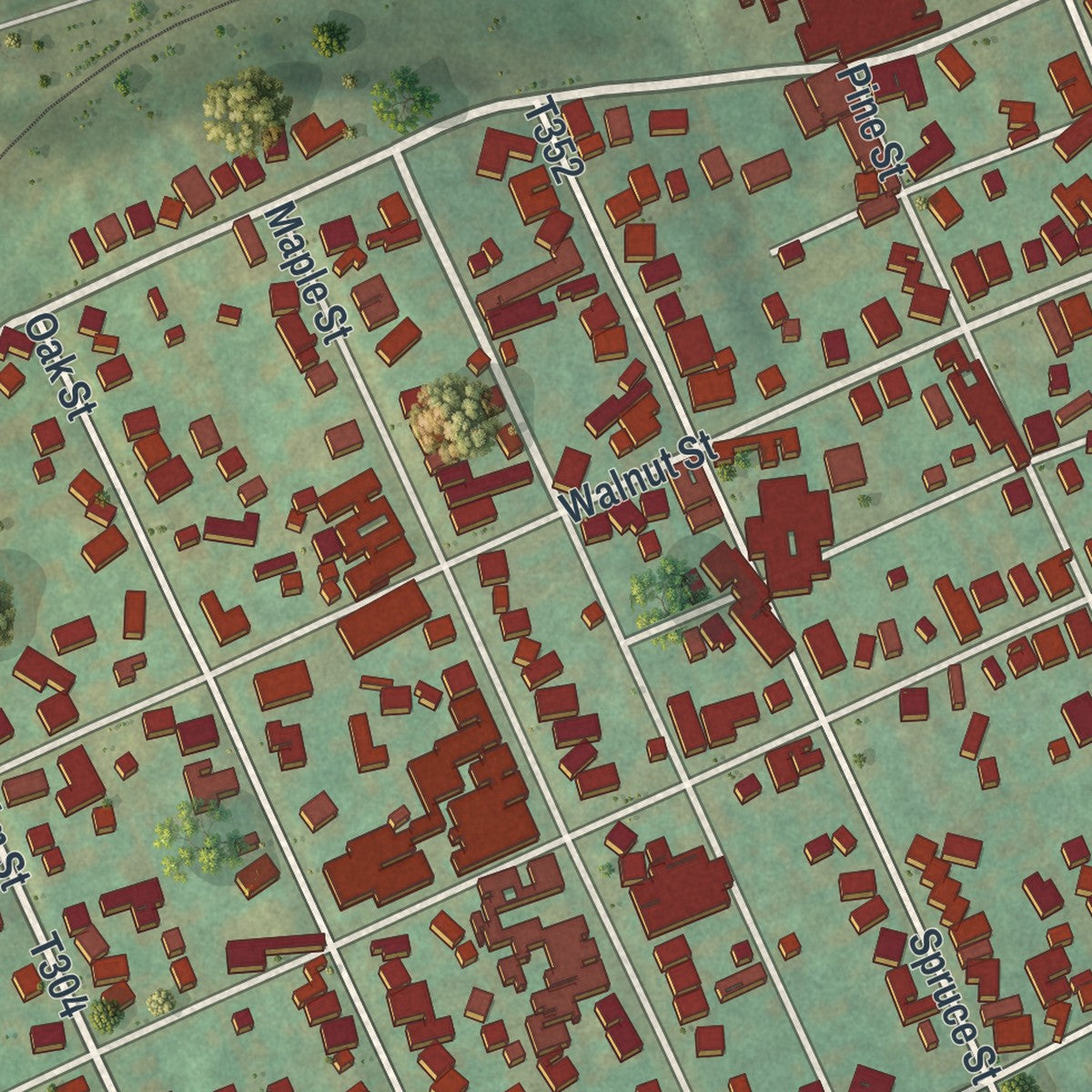 Close-up of the map of Jersey Shore, Pennsylvania print showing street and building detail
