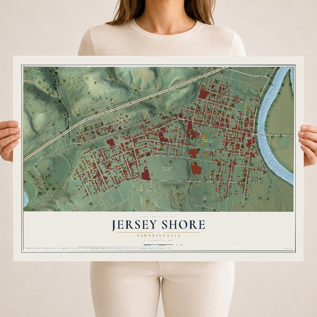 Map of Jersey Shore, Pennsylvania, 18 x 24 inch unframed archival matte print