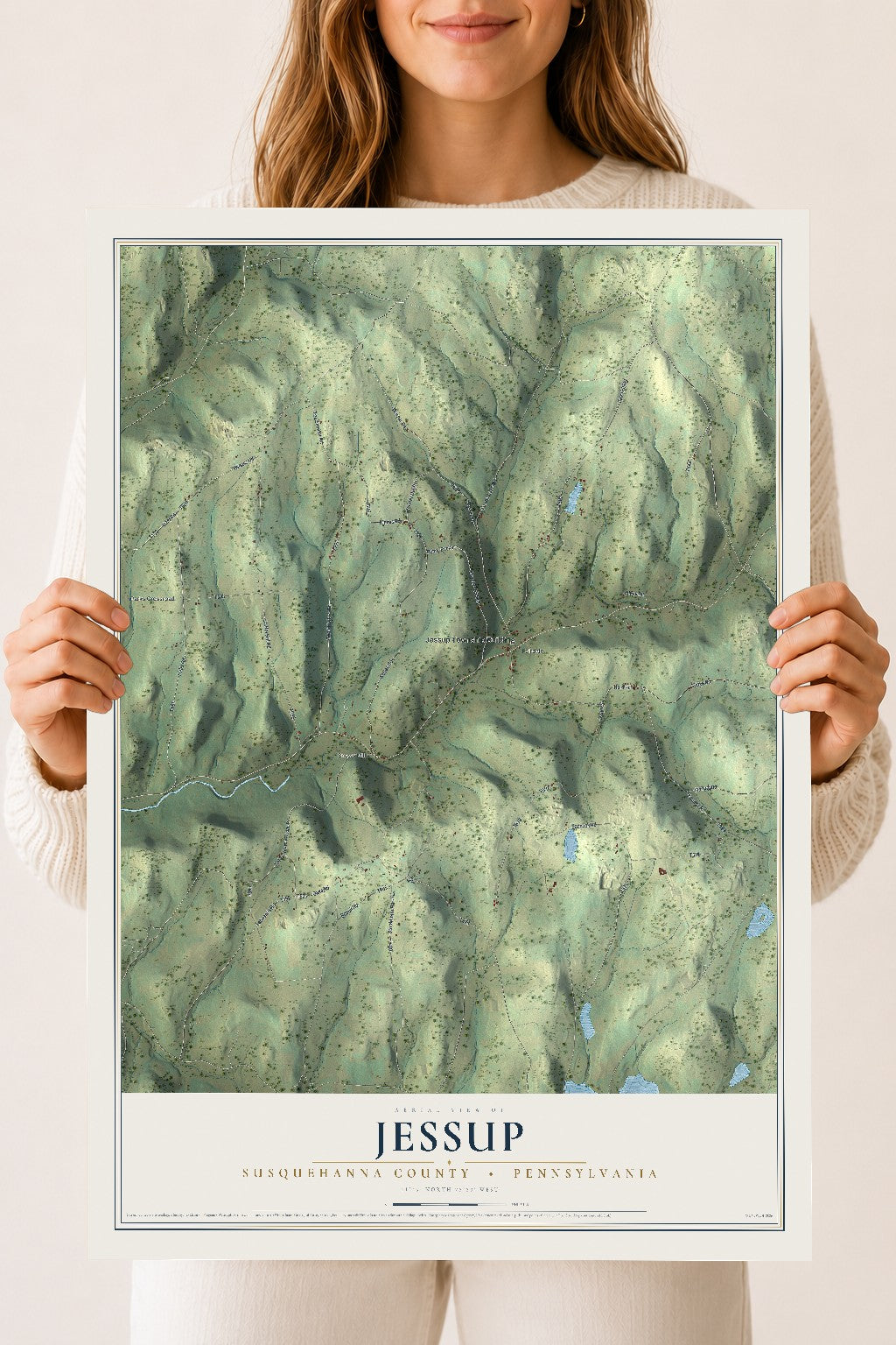 Map of Jessup, Susquehanna County, Pennsylvania, 18 x 24 inch unframed archival matte print