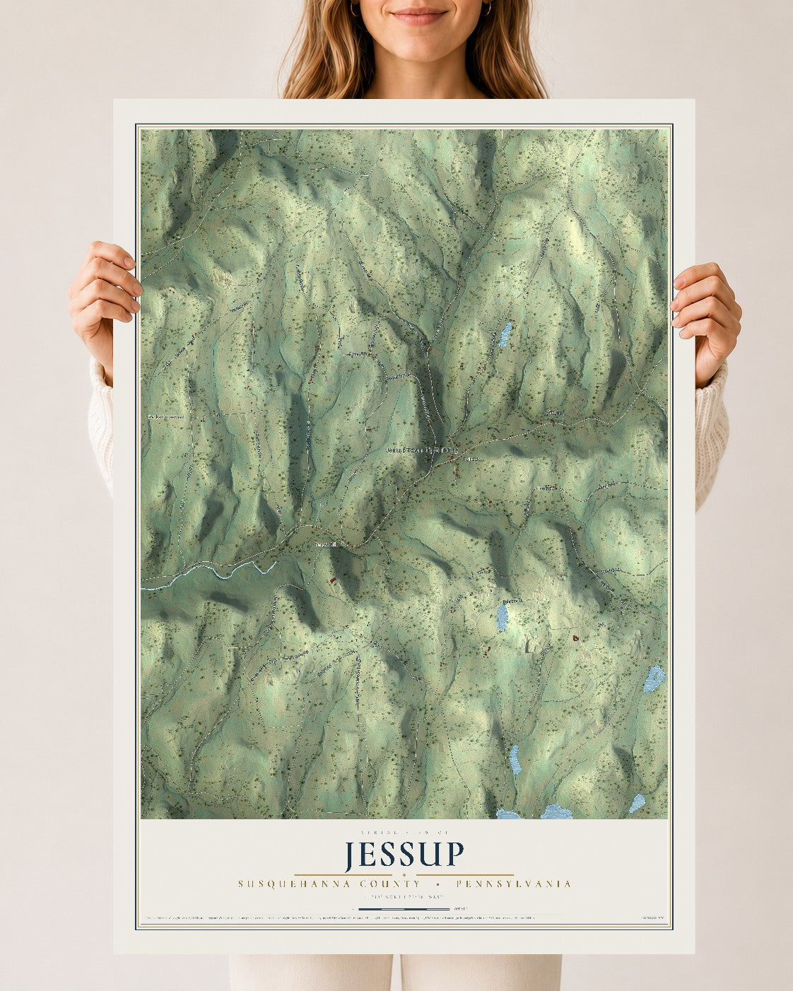 Map of Jessup, Susquehanna County, Pennsylvania, 24 x 36 inch unframed archival matte print
