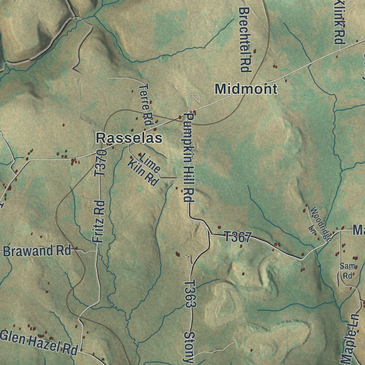 Second close-up of the map of Jones, Pennsylvania print showing more streets and buildings