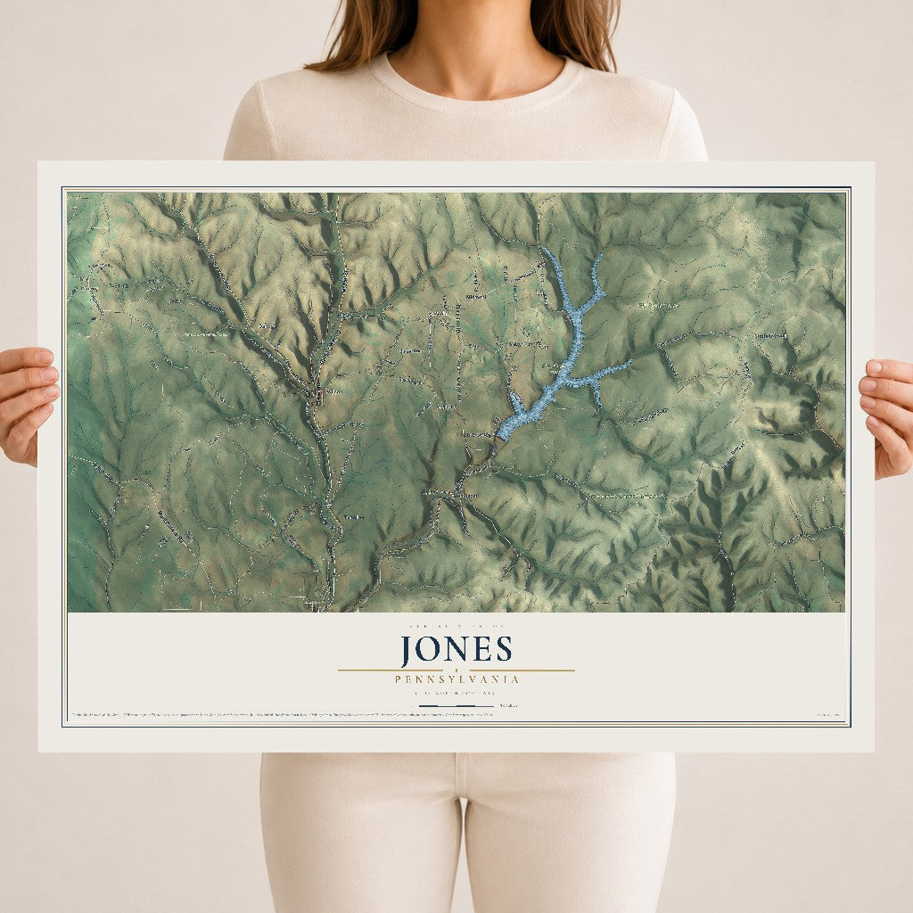 Map of Jones, Pennsylvania, 18 x 24 inch unframed archival matte print