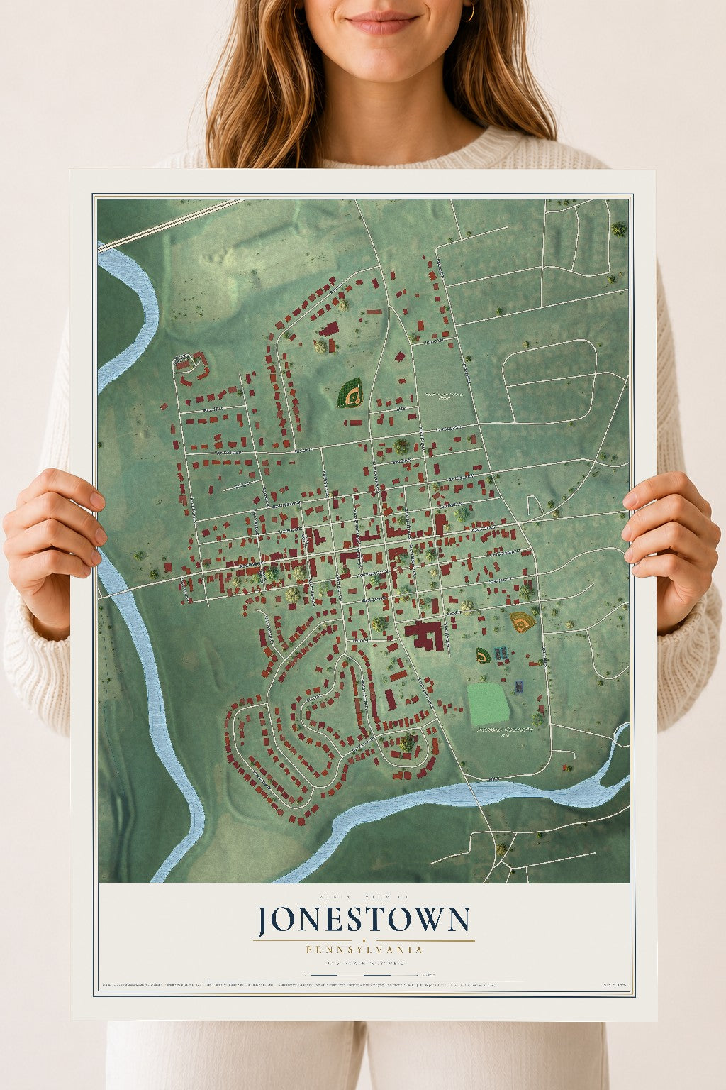 Map of Jonestown, Pennsylvania, 18 x 24 inch unframed archival matte print