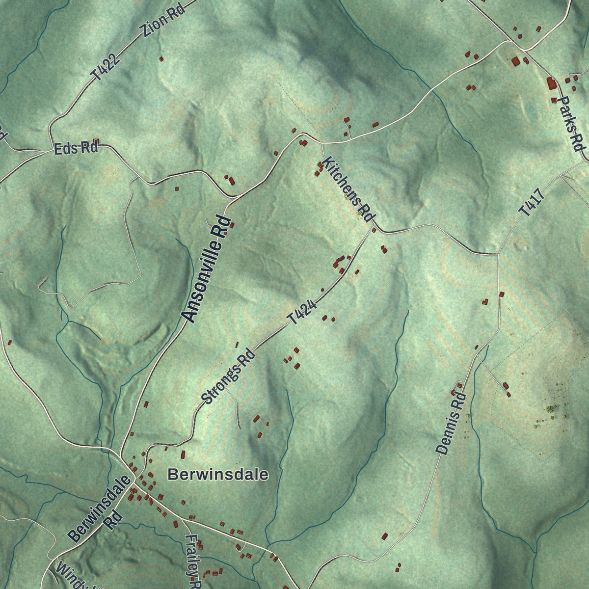 Close-up of the map of Jordan, Clearfield County, Pennsylvania print showing street and building detail