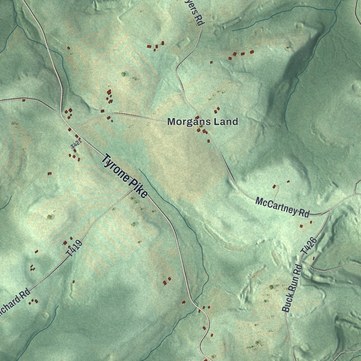Second close-up of the map of Jordan, Clearfield County, Pennsylvania print showing more streets and buildings