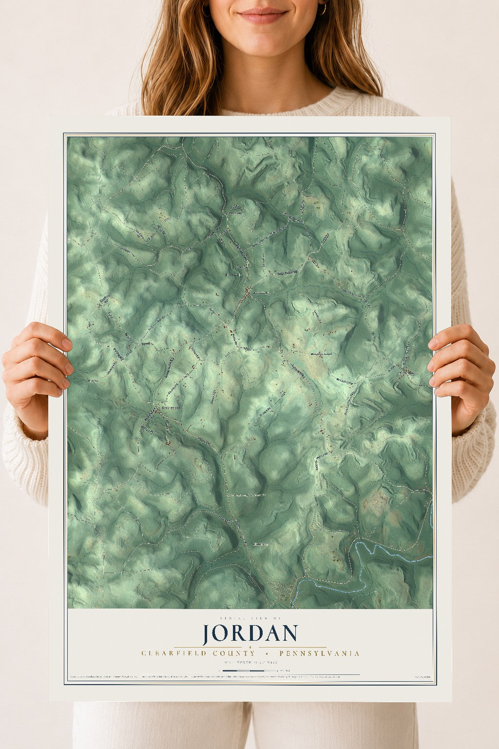 Map of Jordan, Clearfield County, Pennsylvania, 18 x 24 inch unframed archival matte print