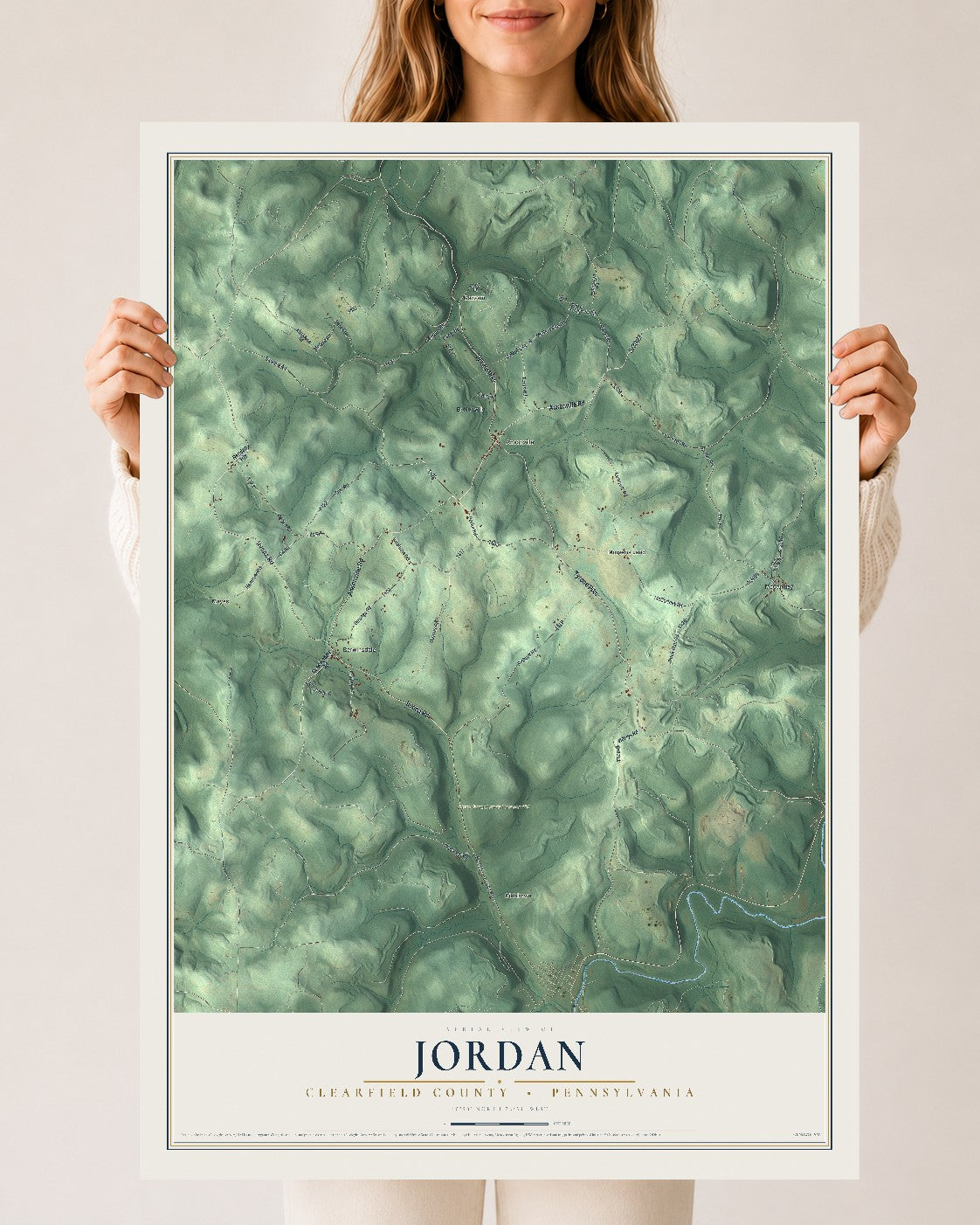 Map of Jordan, Clearfield County, Pennsylvania, 24 x 36 inch unframed archival matte print