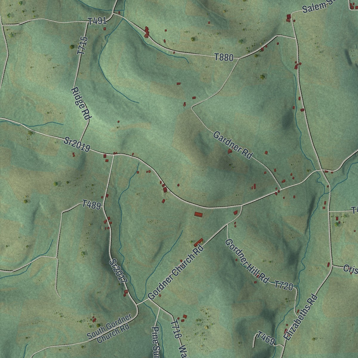 Second close-up of the map of Jordan, Lycoming County, Pennsylvania print showing more streets and buildings