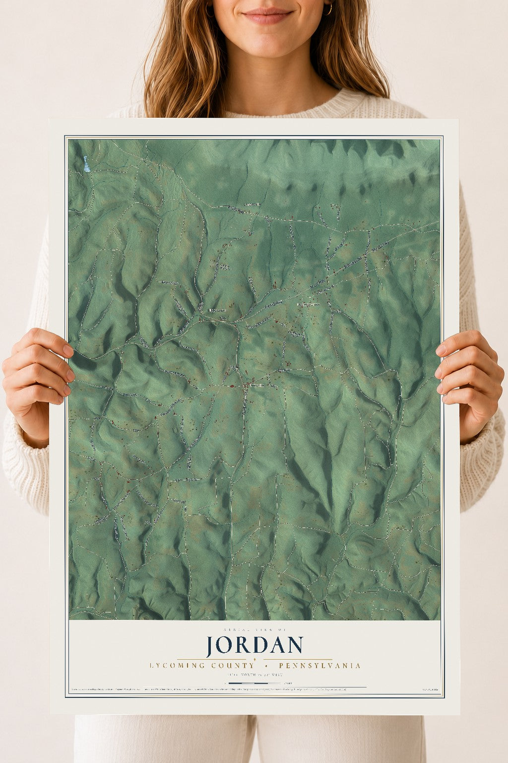 Map of Jordan, Lycoming County, Pennsylvania, 18 x 24 inch unframed archival matte print