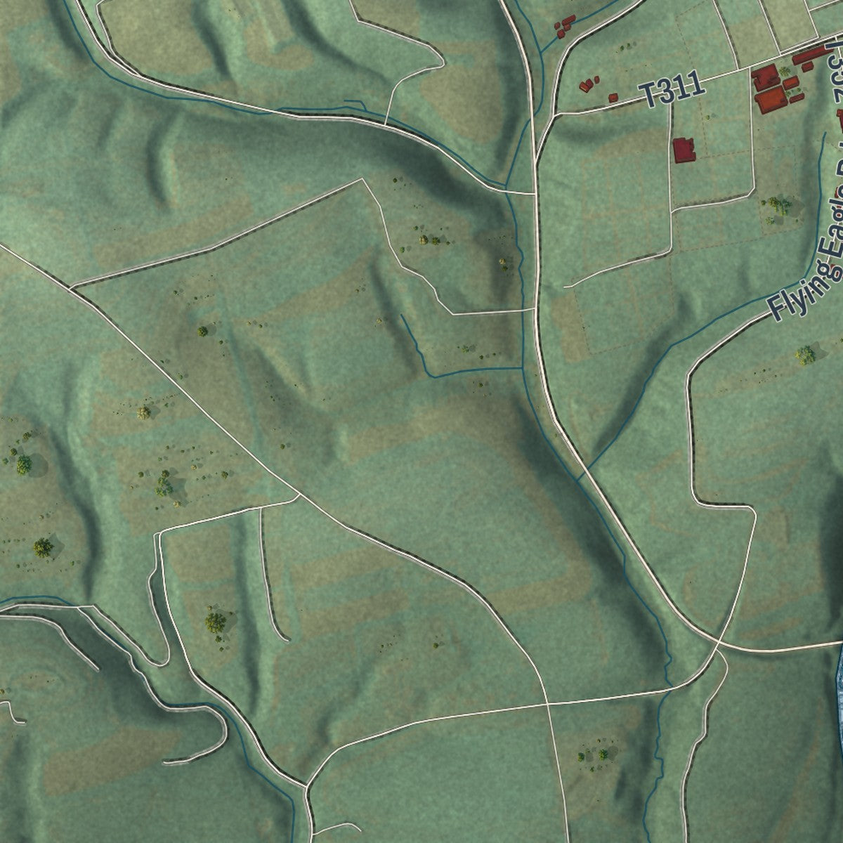 Close-up of the map of Jordan, Northumberland County, Pennsylvania print showing street and building detail