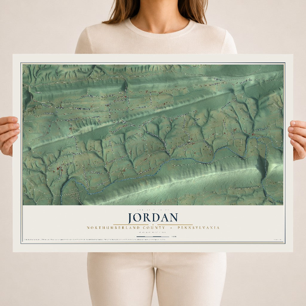 Map of Jordan, Northumberland County, Pennsylvania, 18 x 24 inch unframed archival matte print
