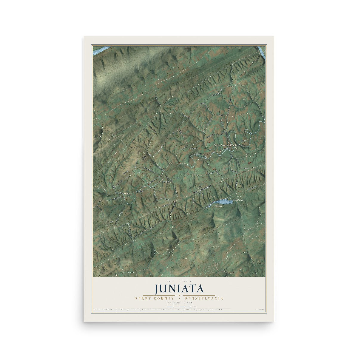 Map of Juniata, Perry County, Pennsylvania, 12 x 18 inch unframed archival matte print