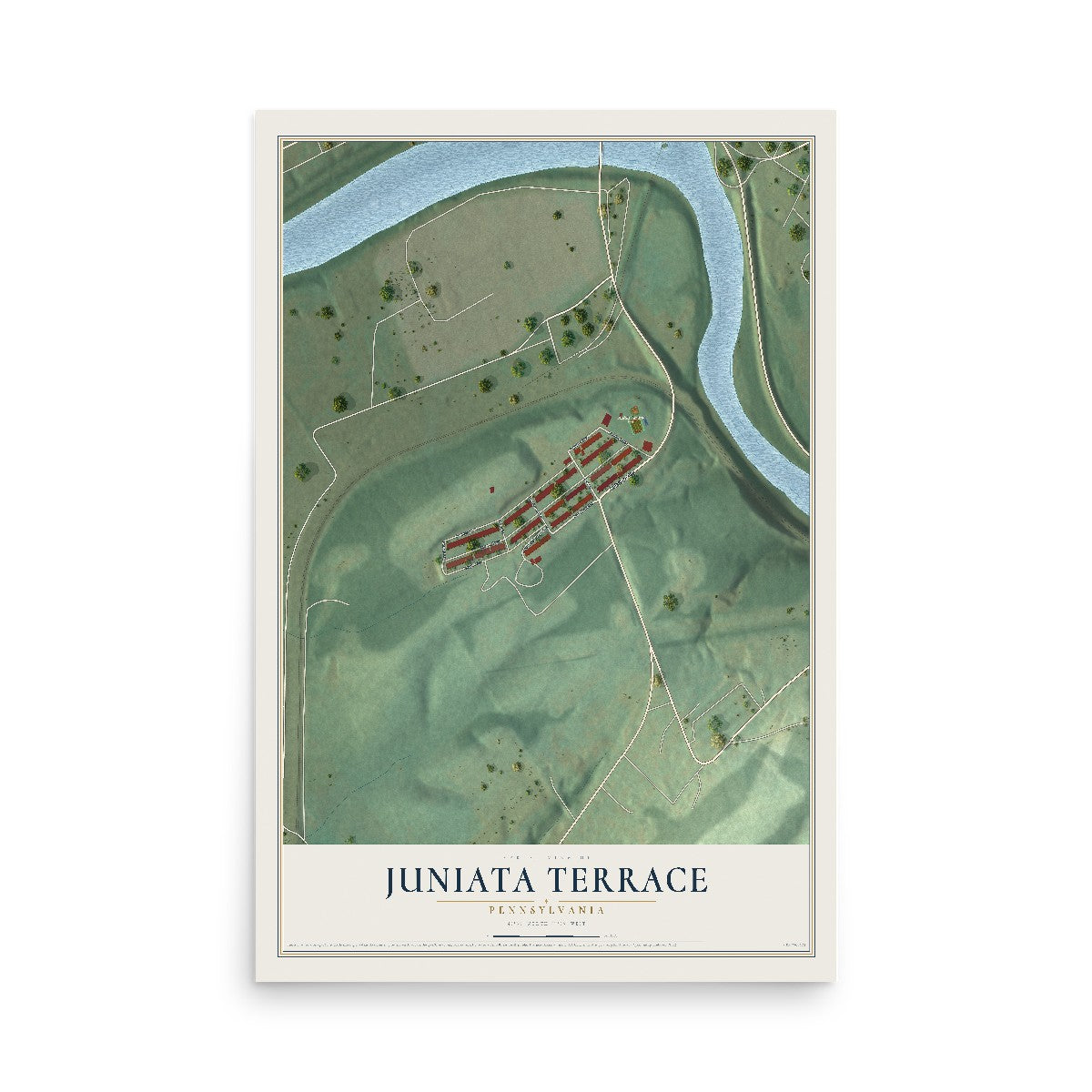 Map of Juniata Terrace, Pennsylvania, 12 x 18 inch unframed archival matte print